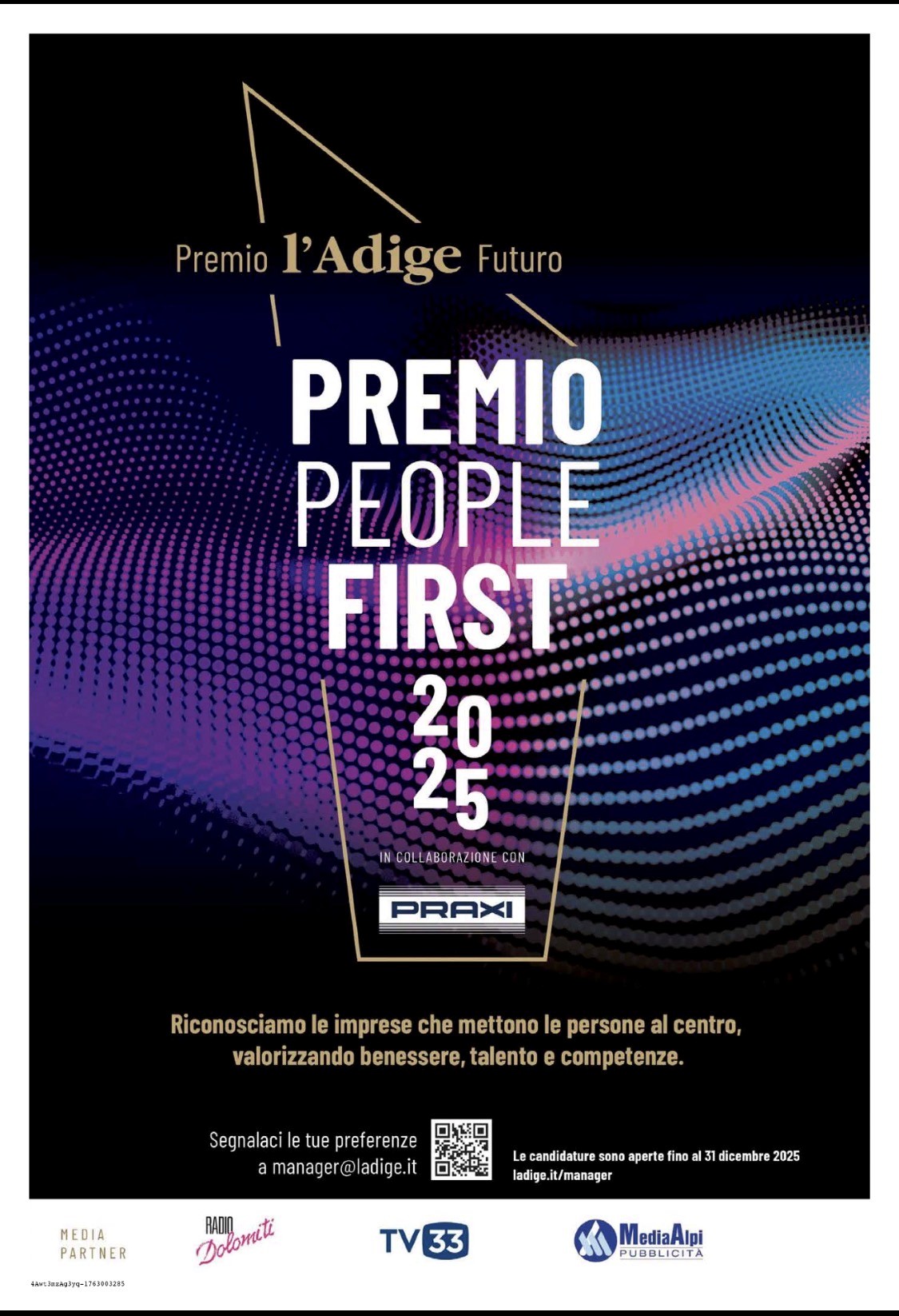 PRAXI rinnova la propria partnership nel Premio l’Adige: torna il riconoscimento “People First”